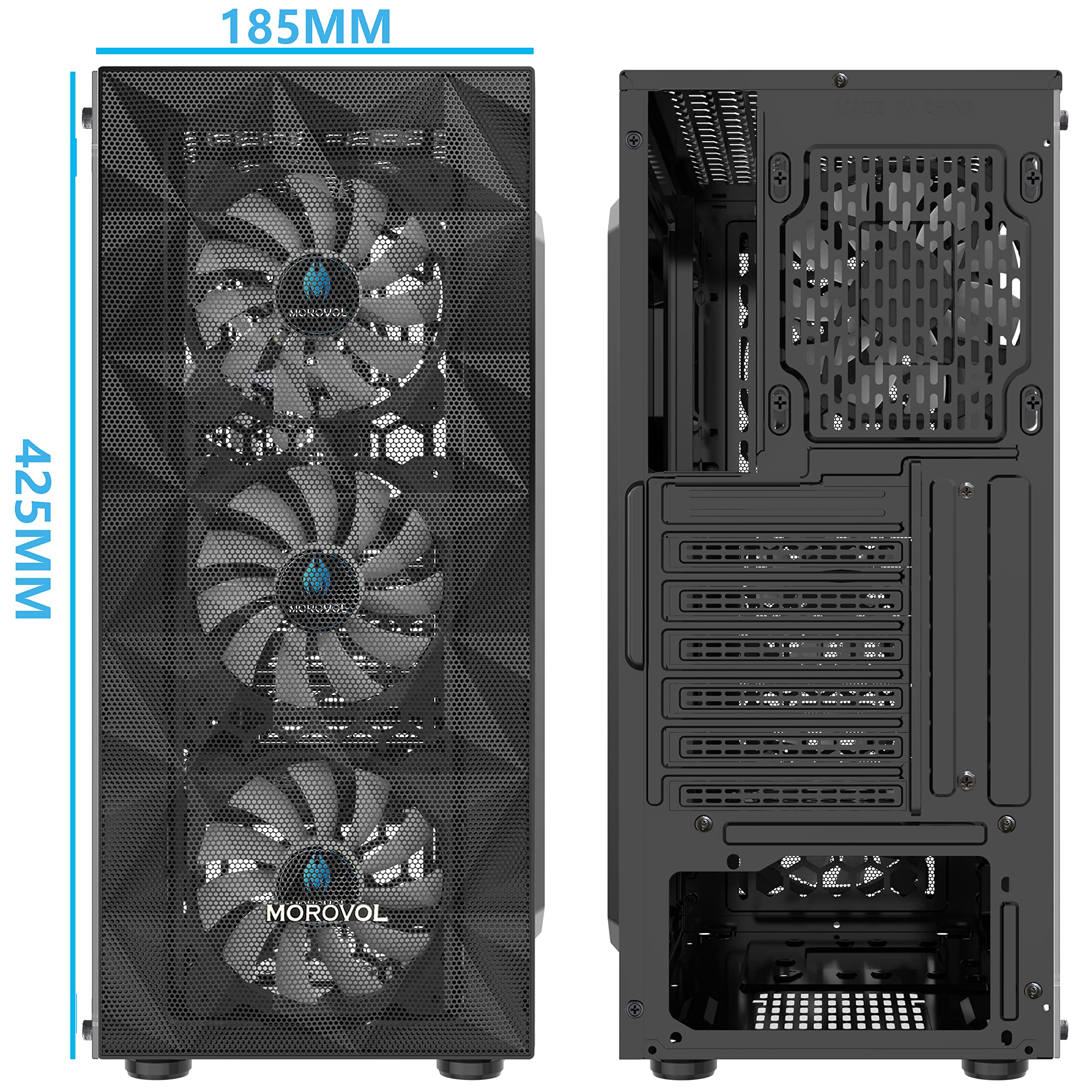 Amazon.com: MOROVOL PC Case Pre-Install 4 RGB Fans, ATX Gaming